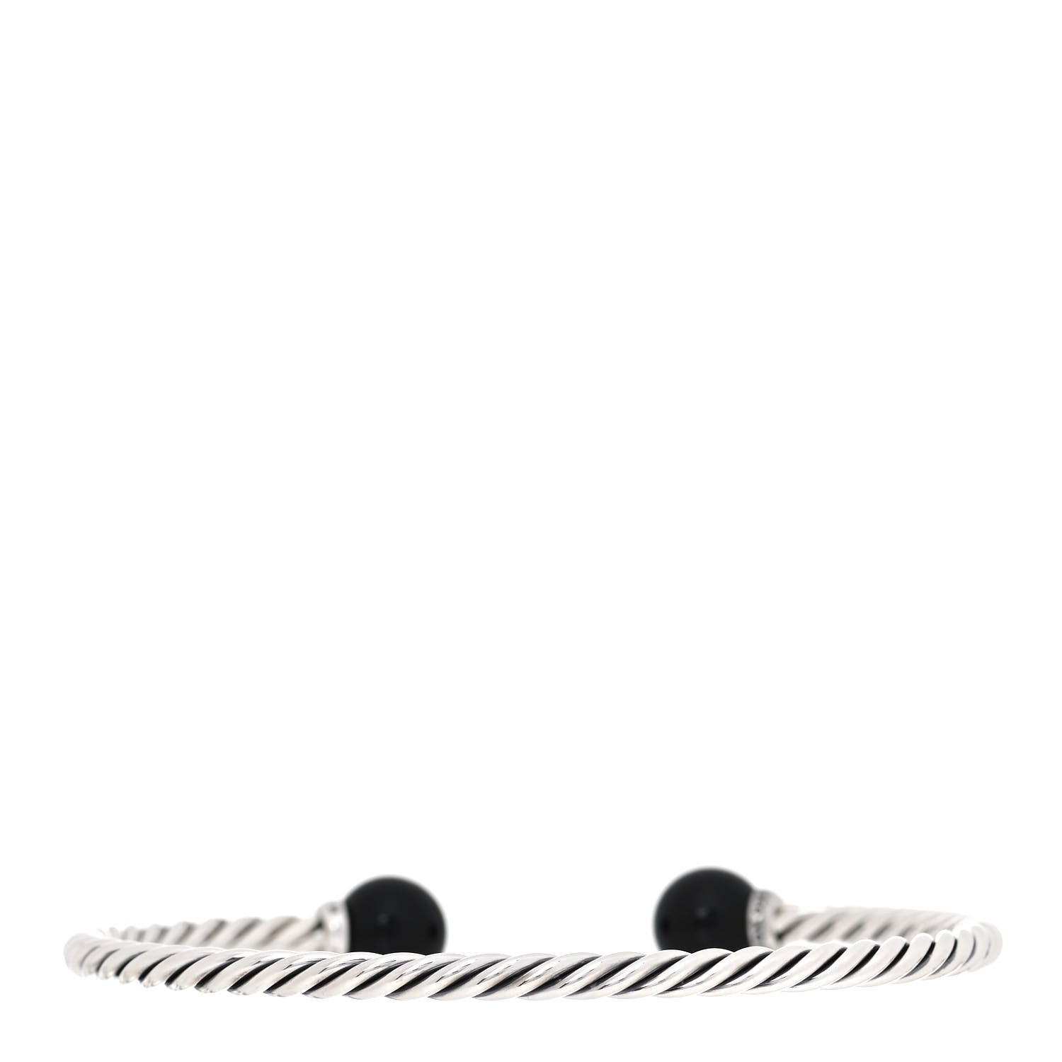 David Yurman Sterling Silver Diamond Onyx 9mm Solari Bracelet 3 of 5