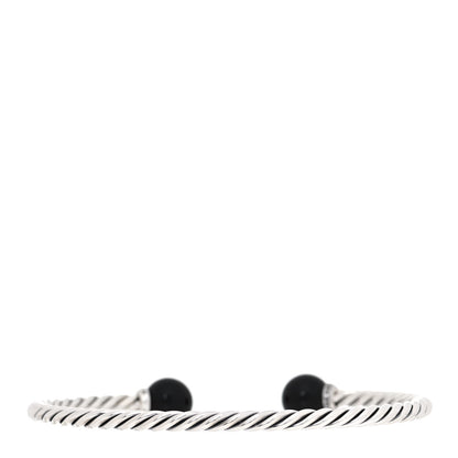 David Yurman Sterling Silver Diamond Onyx 9mm Solari Bracelet 3 of 5