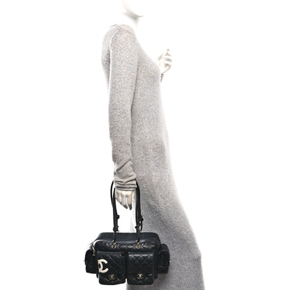 Chanel Calfskin Quilted Small Cambon Multipocket Reporter Black White 2 of 10