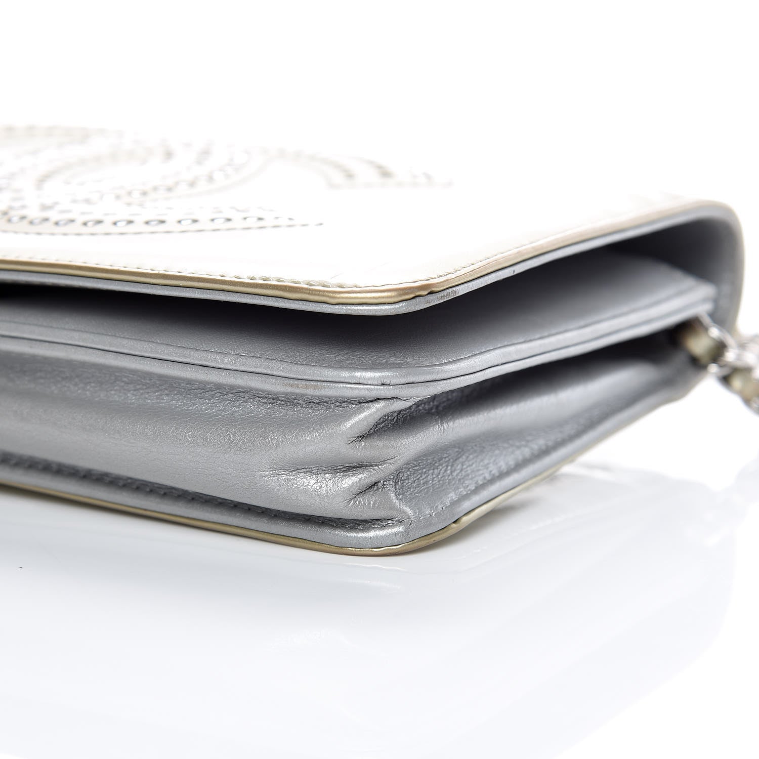 Chanel Patent Strass Wallet On Chain WOC Silver 6 of 16