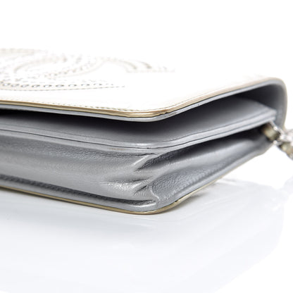 Chanel Patent Strass Wallet On Chain WOC Silver 6 of 16