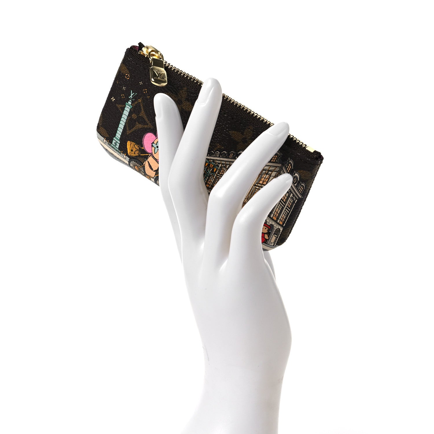Louis Vuitton Monogram 2022 Christmas Animation Paris Key Pouch Pink 2 of 6