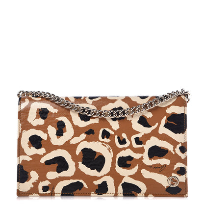 Gucci Patent Leopard Print Betty Chain Wallet Tobacco Black 1 of 10