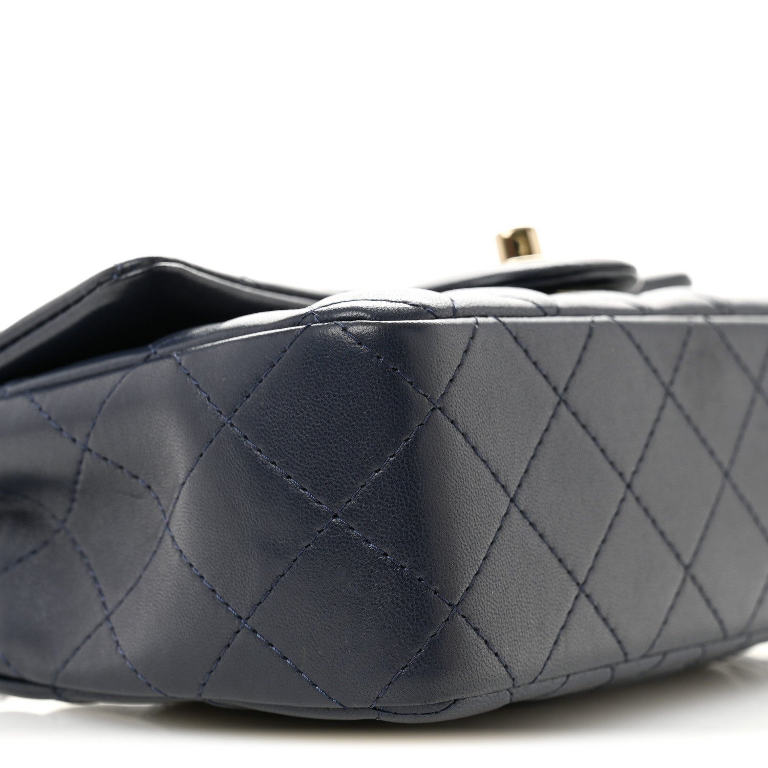 Chanel Lambskin Quilted Mini Rectangular Flap Dark Navy Blue 9 of 13