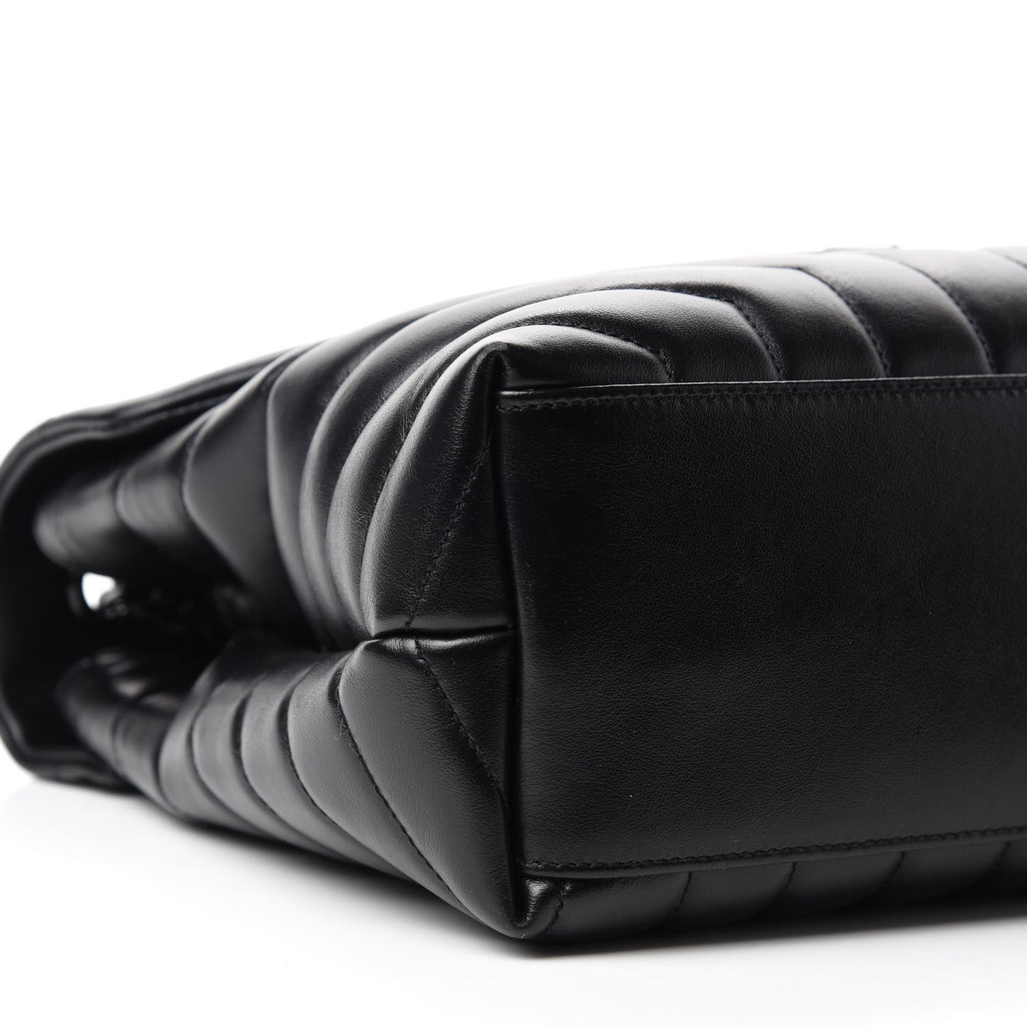 Calfskin Y Quilted Monogram Medium Loulou Chain Satchel Black