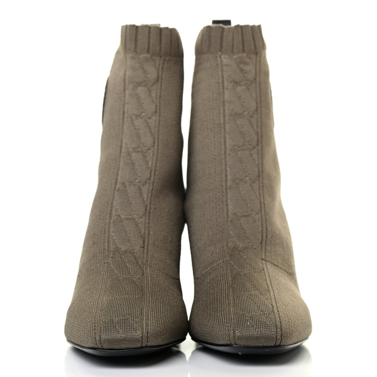 Knit Calfskin Volver 60 Ankle Boots 36.5 Vert Sapin