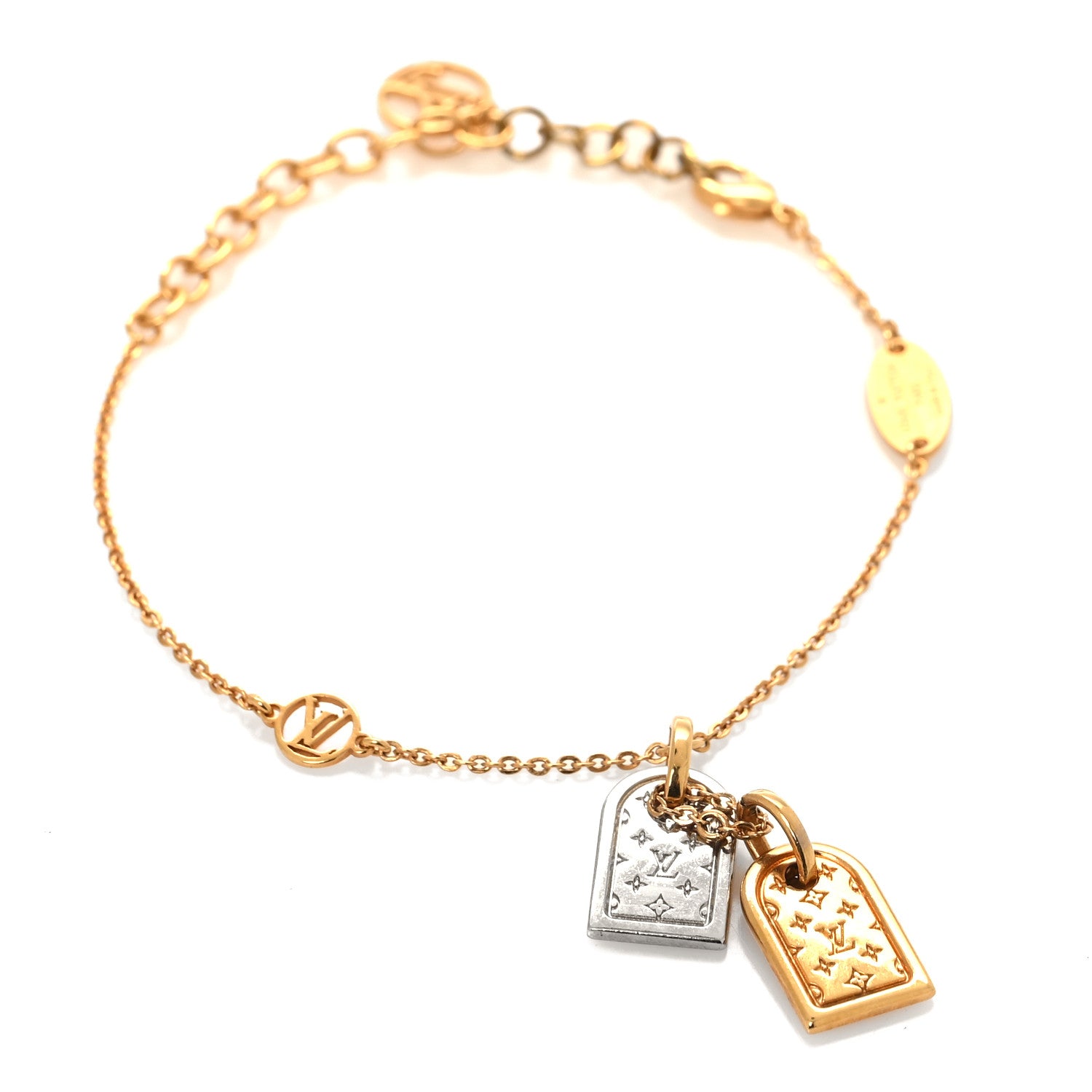 Louis Vuitton Brass Nanogram Bracelet Silver Gold 1 of 6