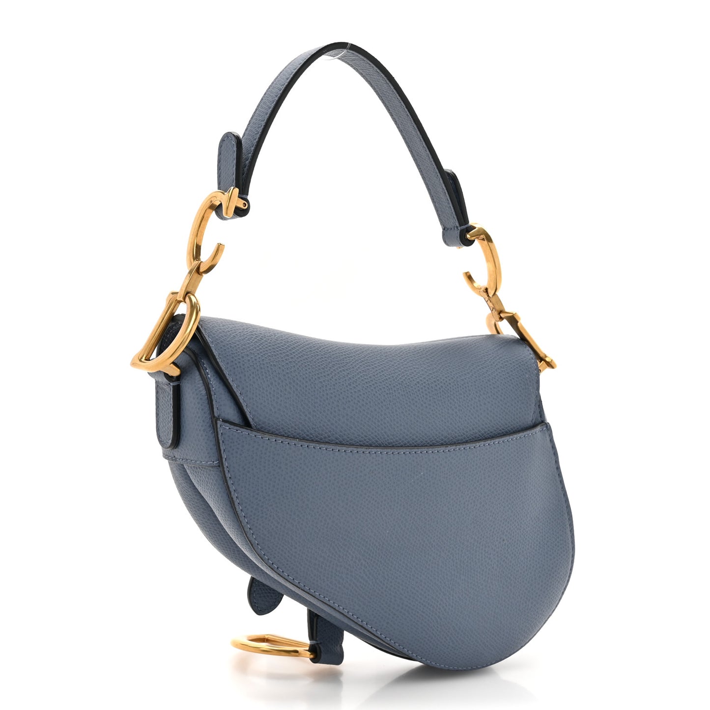 Grained Calfskin Mini Saddle Bag Sky Blue