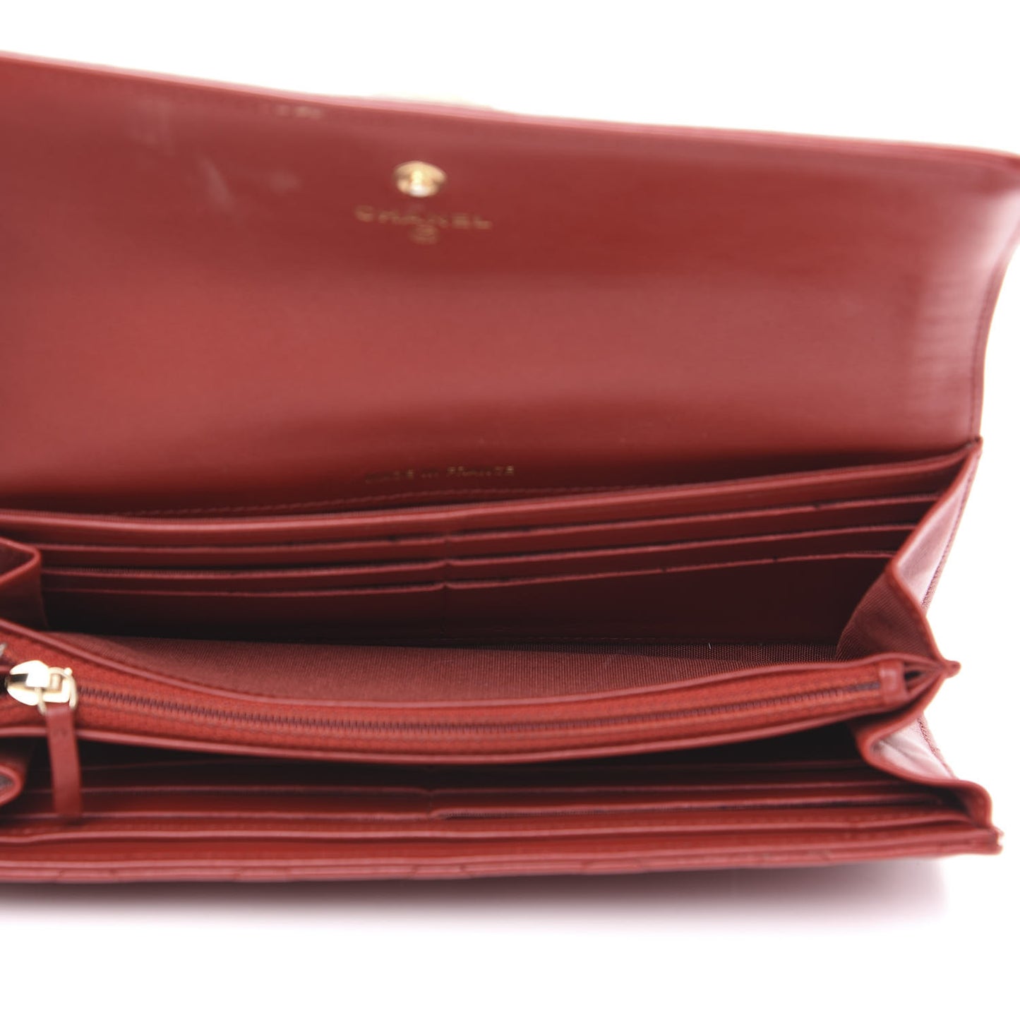 Calfskin Quilted Boy Chain Around Flap Wallet Red
