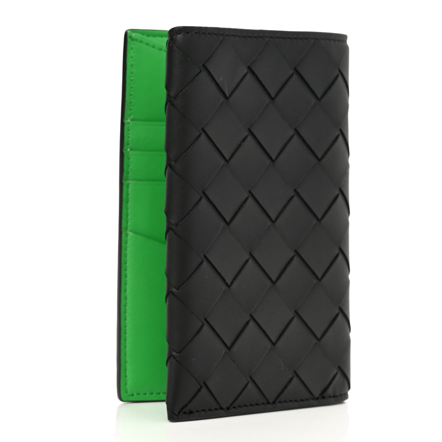 Bottega Veneta Calfskin Intrecciato Passport Case Black Grass 3 of 6