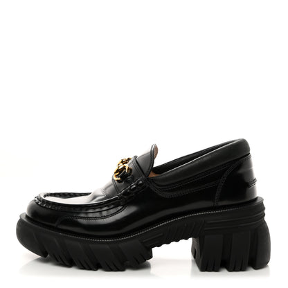 Gucci Magnum Calfskin Nappa Samoa Womens Horsebit Platform Chunky Lug Sole 40mm Loafers 38 Black 1 of 11