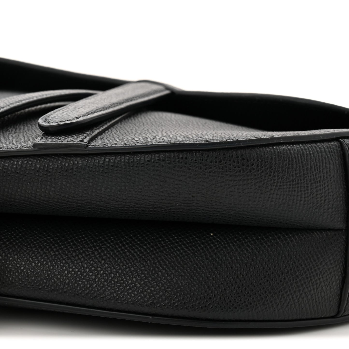 Grained Calfskin Saddle Bag With Strap Black