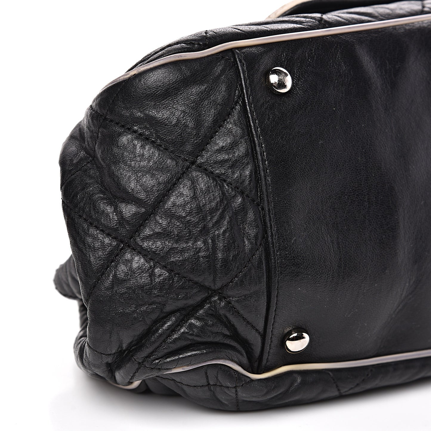 Lambskin Quilted East West Accordion Flap Black