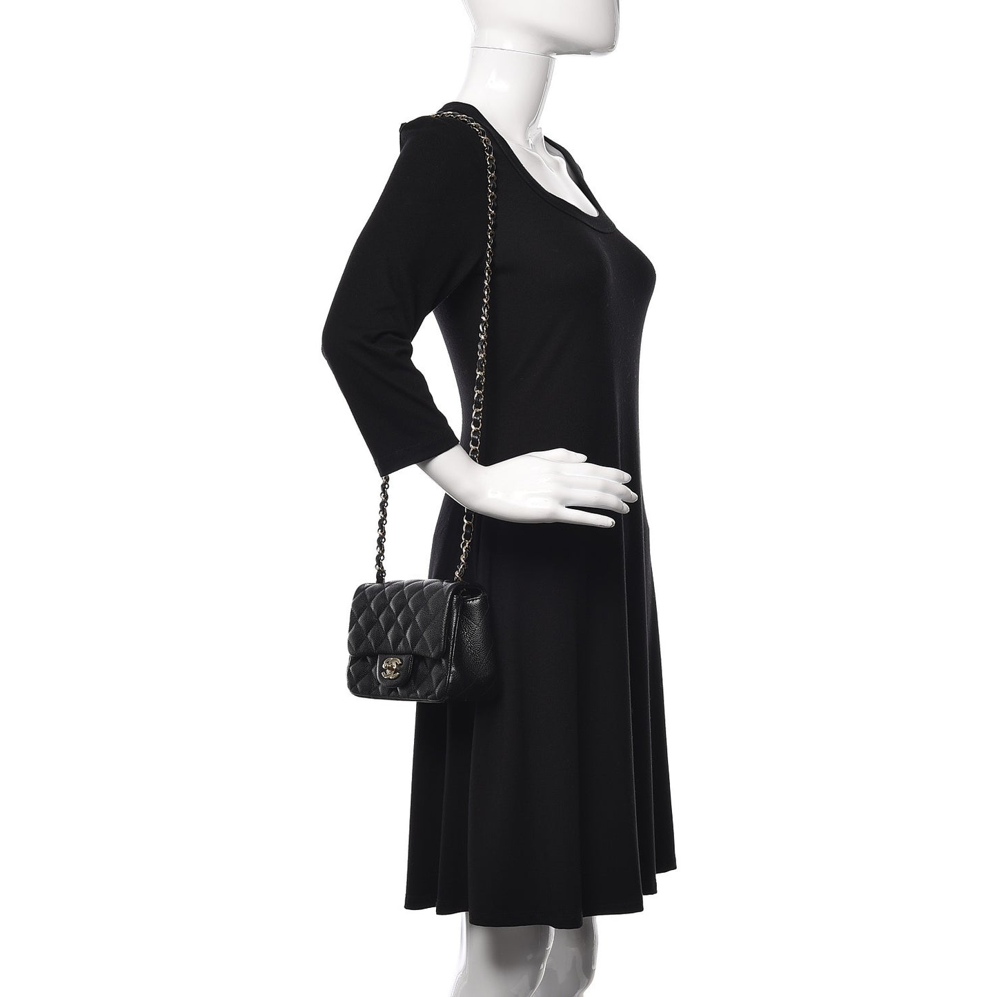 Caviar Quilted Mini Square Flap Black