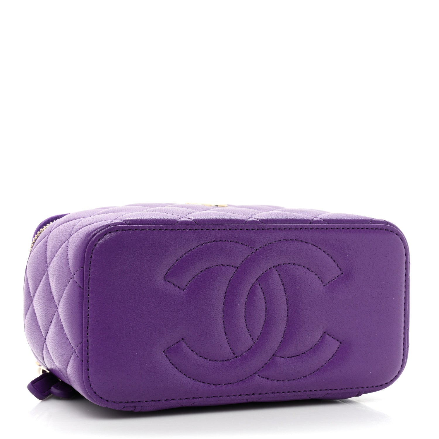 Chanel Lambskin Quilted Small Top Handle Vanity Case With Chain Purple 4 of 11
