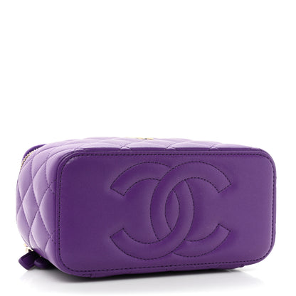 Chanel Lambskin Quilted Small Top Handle Vanity Case With Chain Purple 4 of 11