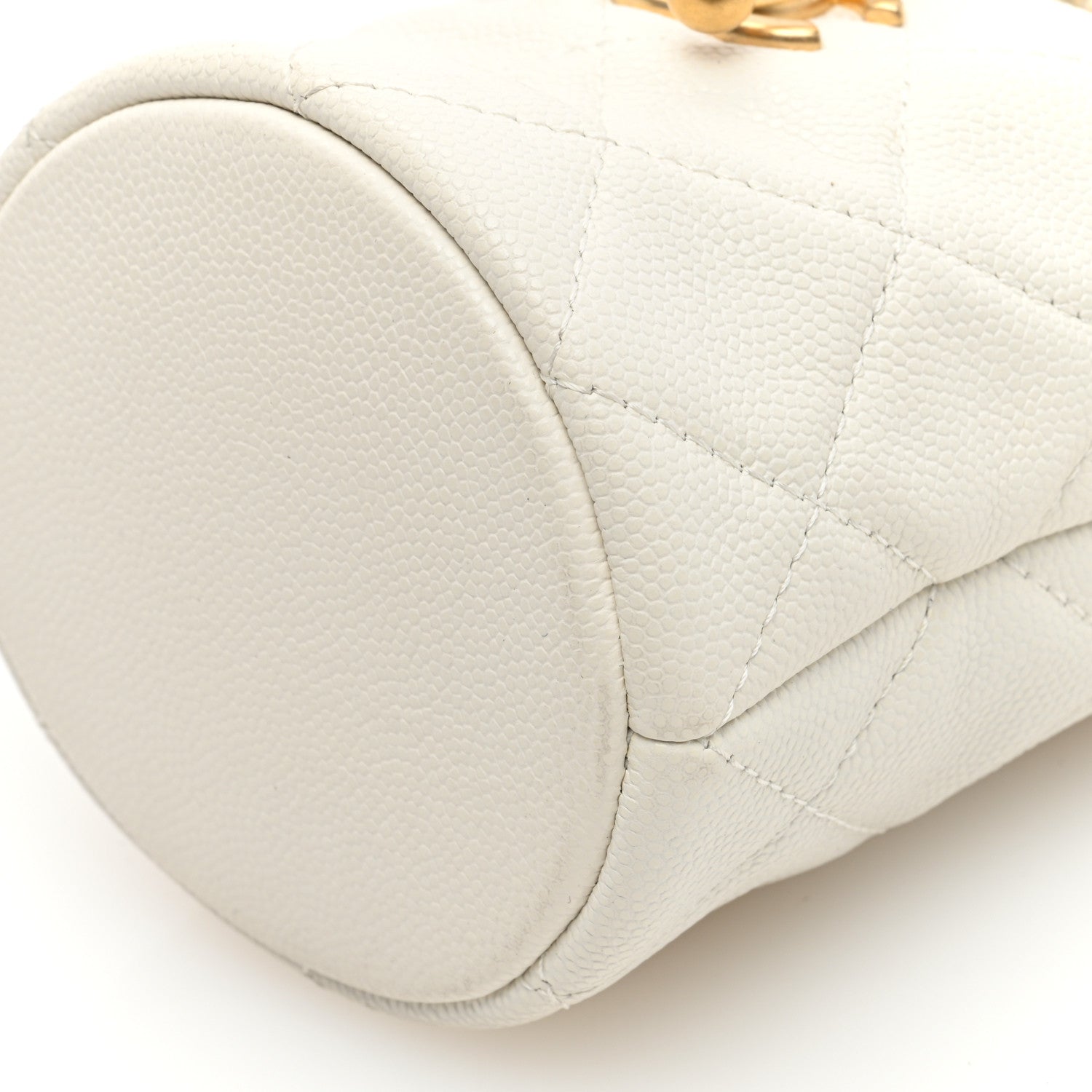 Chanel Caviar Quilted Twist Your Buttons Mini Bucket Bag White 9 of 9