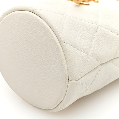 Chanel Caviar Quilted Twist Your Buttons Mini Bucket Bag White 9 of 9