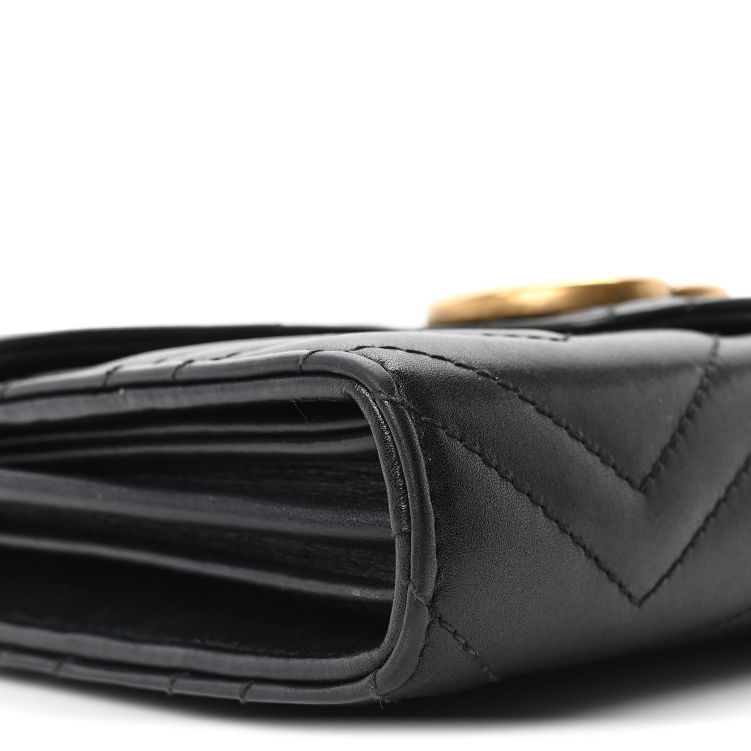 Gucci Calfskin Matelasse GG Marmont Chain Wallet Black 9 of 10