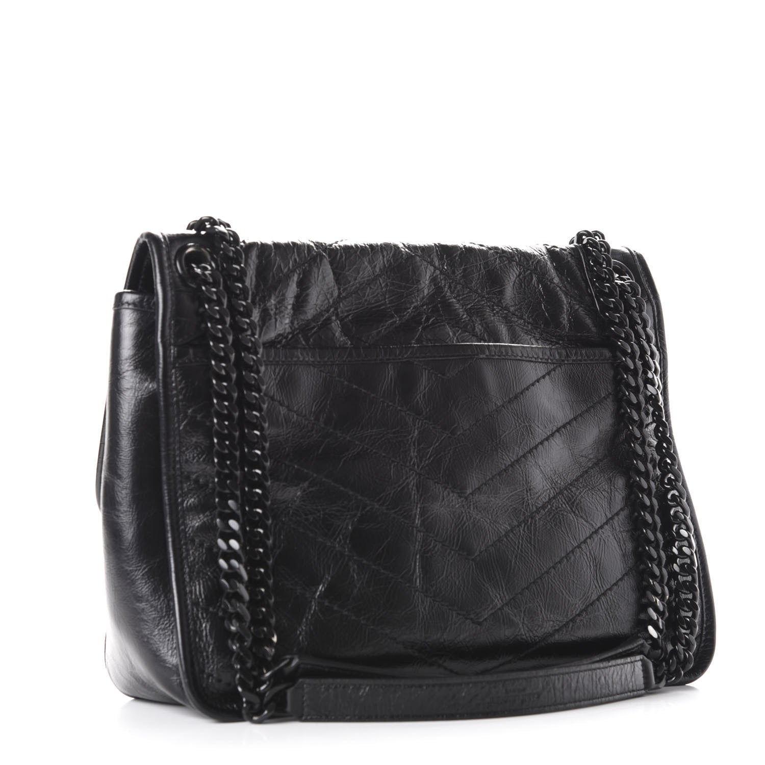 Saint Laurent Crinkled Calfskin Matelasse Monogram Medium Niki Chain Satchel Black 4 of 13