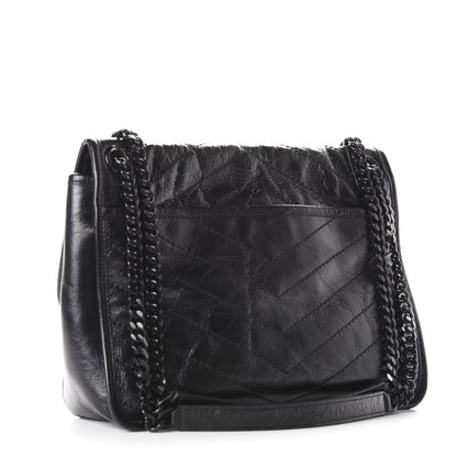 Saint Laurent Crinkled Calfskin Matelasse Monogram Medium Niki Chain Satchel Black 4 of 13