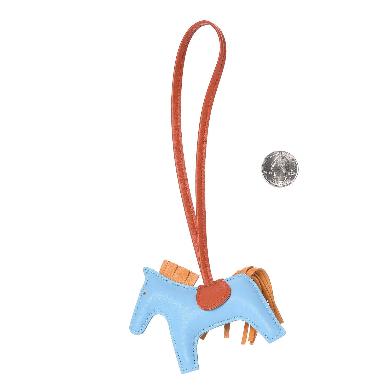 Hermes Milo Lambskin Grigri Rodeo Horse Bag Charm PM Celeste Naturel Bouton D'Or Cornaline 2 of 4