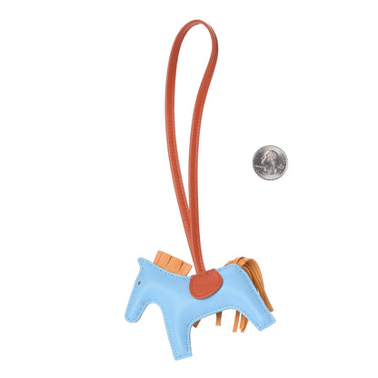 Hermes Milo Lambskin Grigri Rodeo Horse Bag Charm PM Celeste Naturel Bouton D'Or Cornaline 2 of 4
