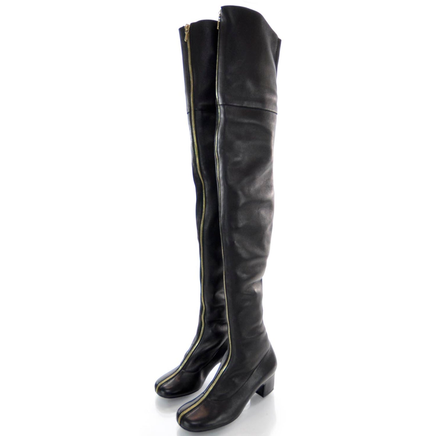 Leather Over The Knee Boots 35 Black