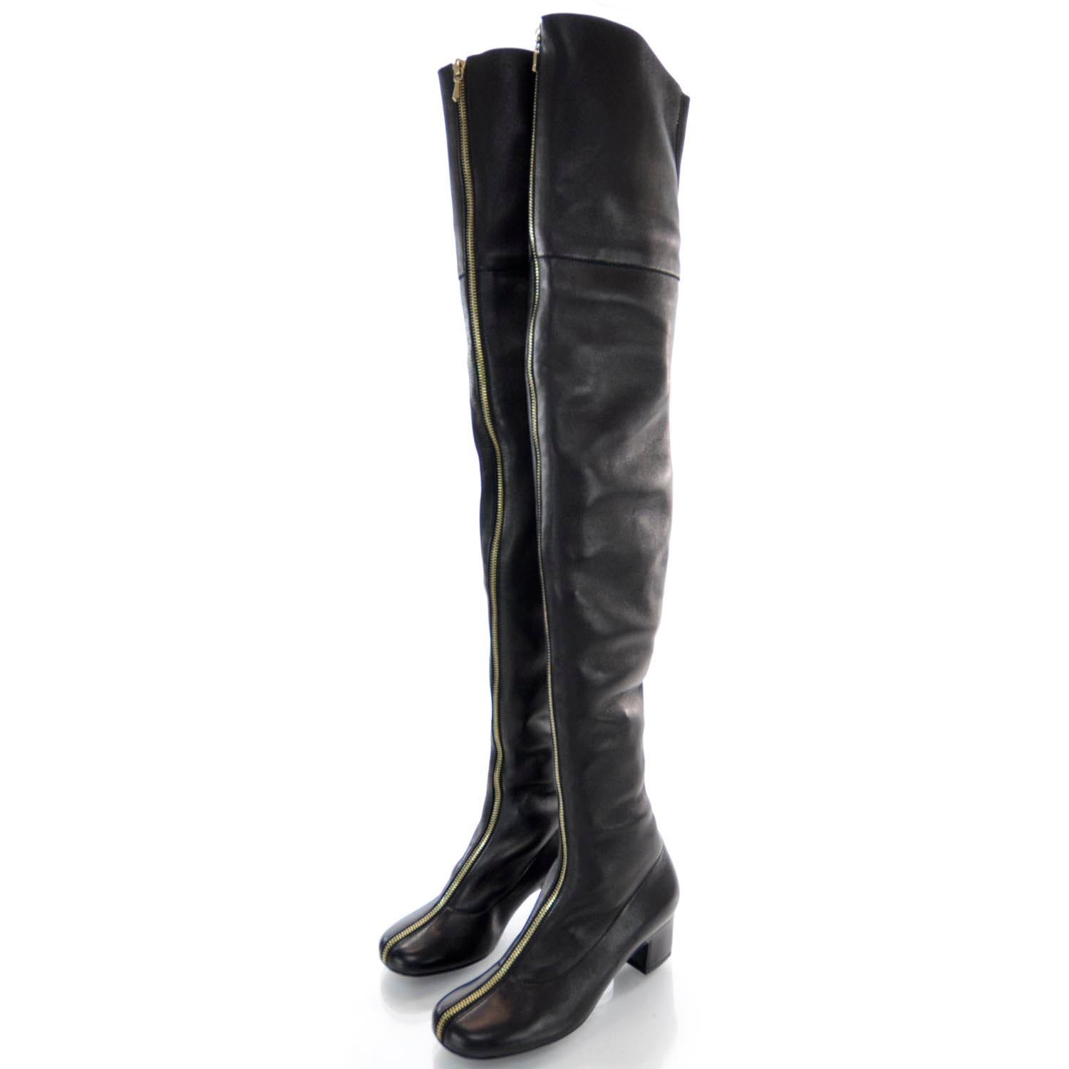 Chanel Leather Over The Knee Boots 35 Black 2 of 7