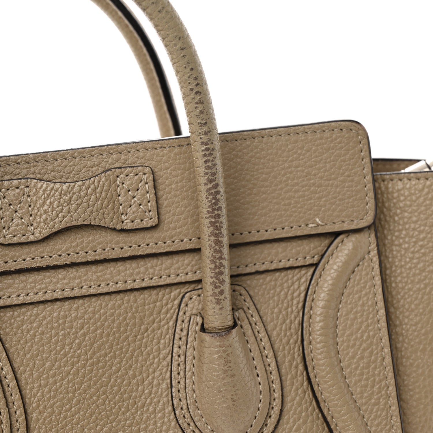 Celine Drummed Calfskin Nano Luggage Dune 30 of 33