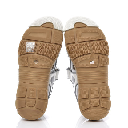 Gucci Mesh Fabric Tinsel Sport Sandals 37.5 White Silver 5 of 8