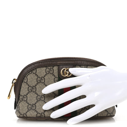 Gucci GG Supreme Monogram Textured Calfskin Web Medium Ophidia Cosmetic Case Beige Ebony New Acero 2 of 9