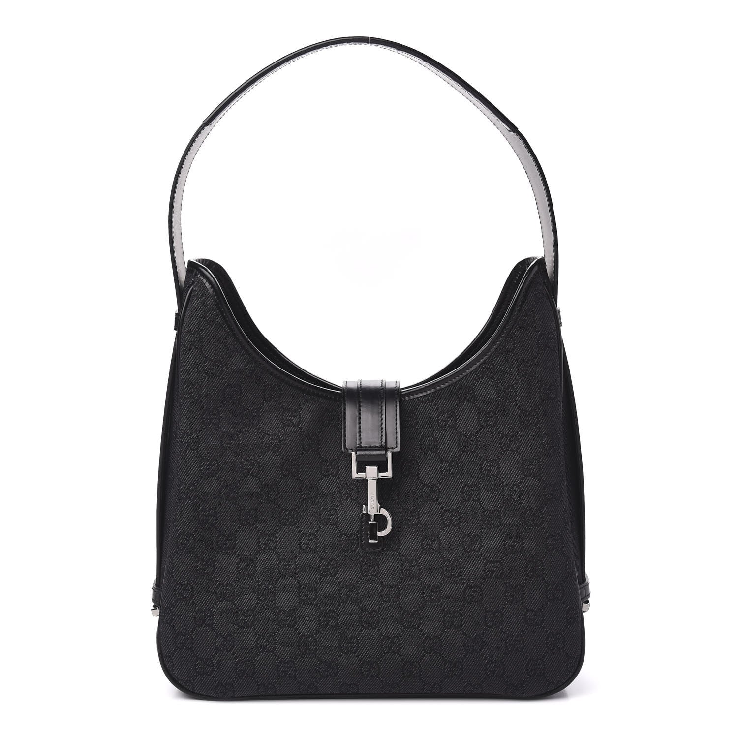 Gucci Denim Monogram Jackie O Hobo Black 1 of 10