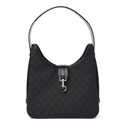 Gucci Denim Monogram Jackie O Hobo Black 1 of 10