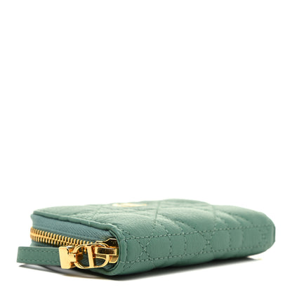Christian Dior Grained Calfskin Supple Cannage Caro Compact Wallet Vert Tundra 4 of 11