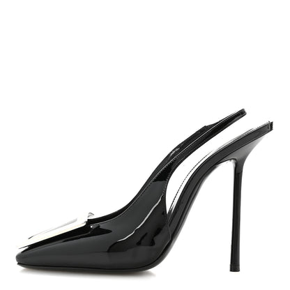 Saint Laurent Patent Maxine 115mm Slingback Pumps 37.5 Black 1 of 8