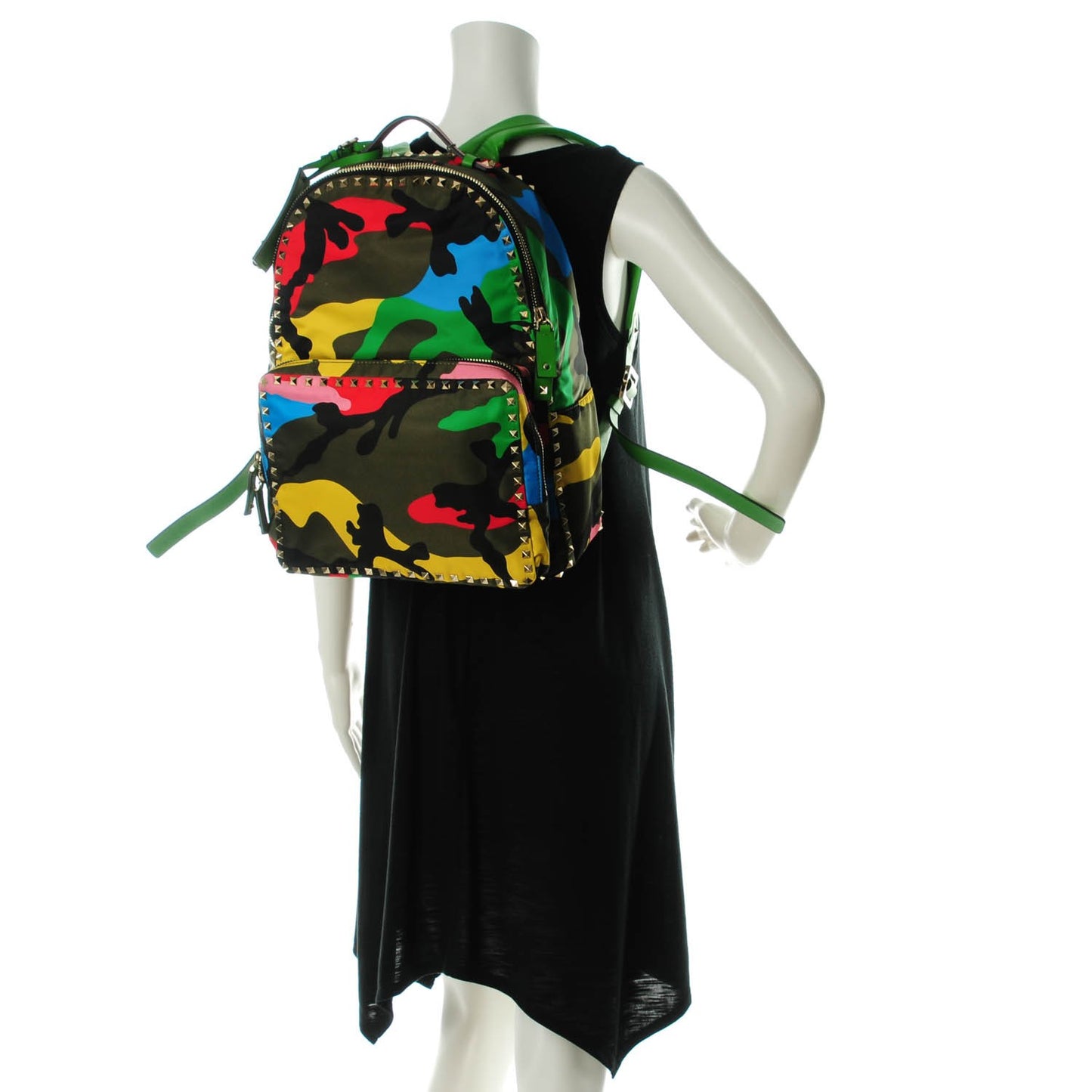 Nylon Psychedelic Camouflage Rockstud Backpack Multicolor