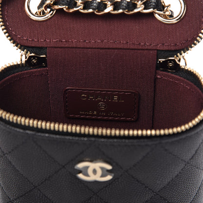 Chanel Caviar Quilted Small Vertical Coco Beauty Vanity Case With Chain Black 8 of 9