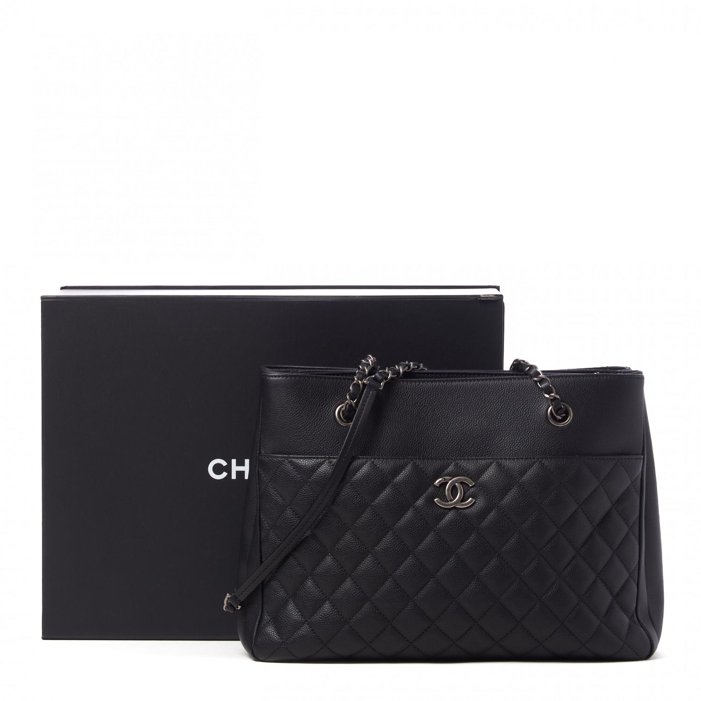 Caviar Quilted Urban Companion Shopping Tote Black