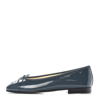 Chanel Patent Cap Toe Ballerina Flats 36 Blue 1 of 9