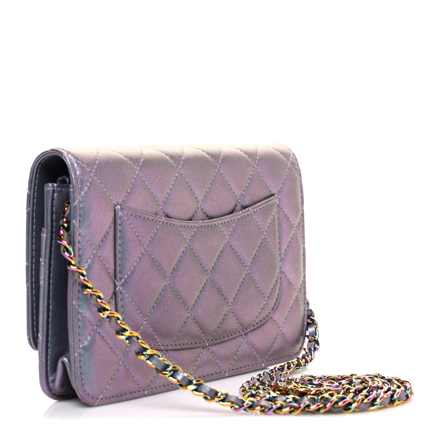 Chanel Iridescent Lambskin Quilted Reissue Wallet On Chain WOC Light Purple 3 of 11
