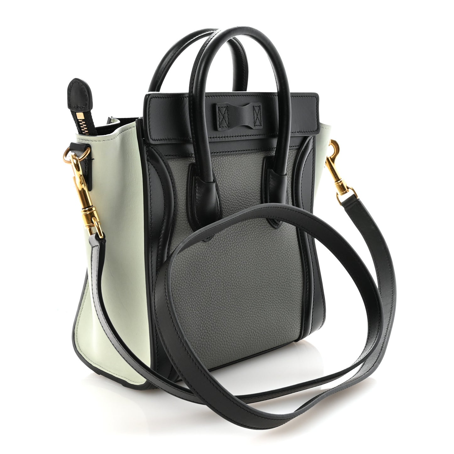 Baby Grained Calfskin Nano Tri-Color Luggage Zinc Almond