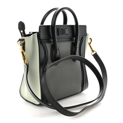 Celine Baby Grained Calfskin Nano Tri-Color Luggage Zinc Almond 3 of 9