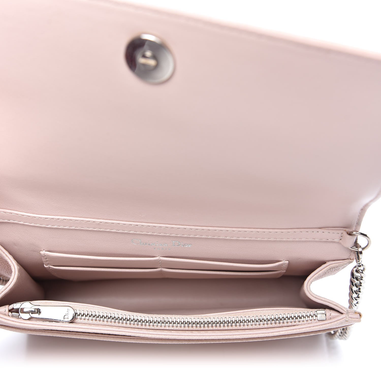 Christian Dior Grained Calfskin Diorama Wallet on Chain Pouch Nude 5 of 10
