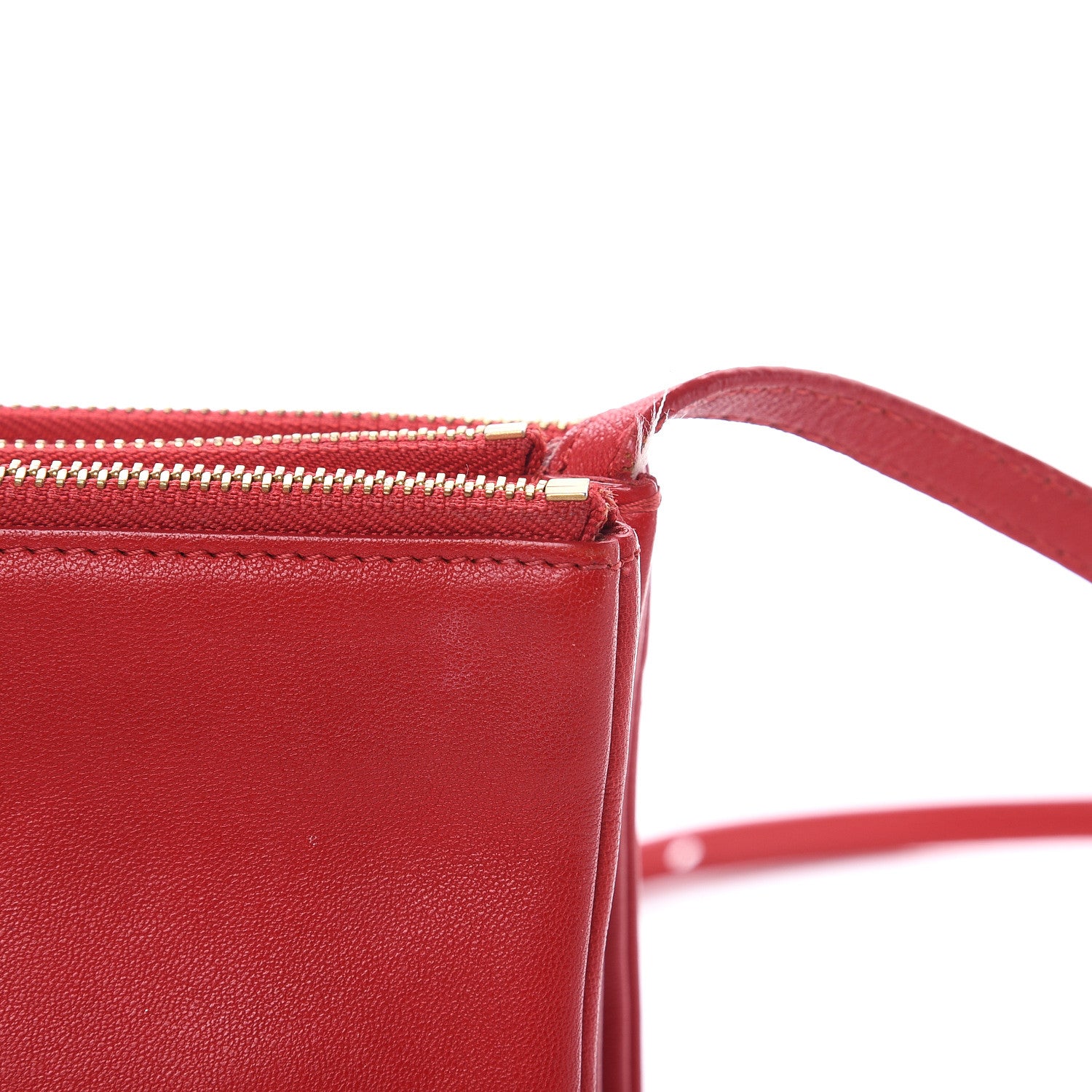 Celine Lambskin Small Trio Crossbody Bag Red 13 of 18