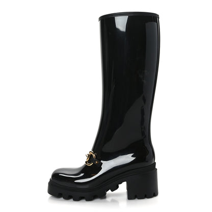Gucci Rubber Horsebit Knee High Boots 36 Black 1 of 7