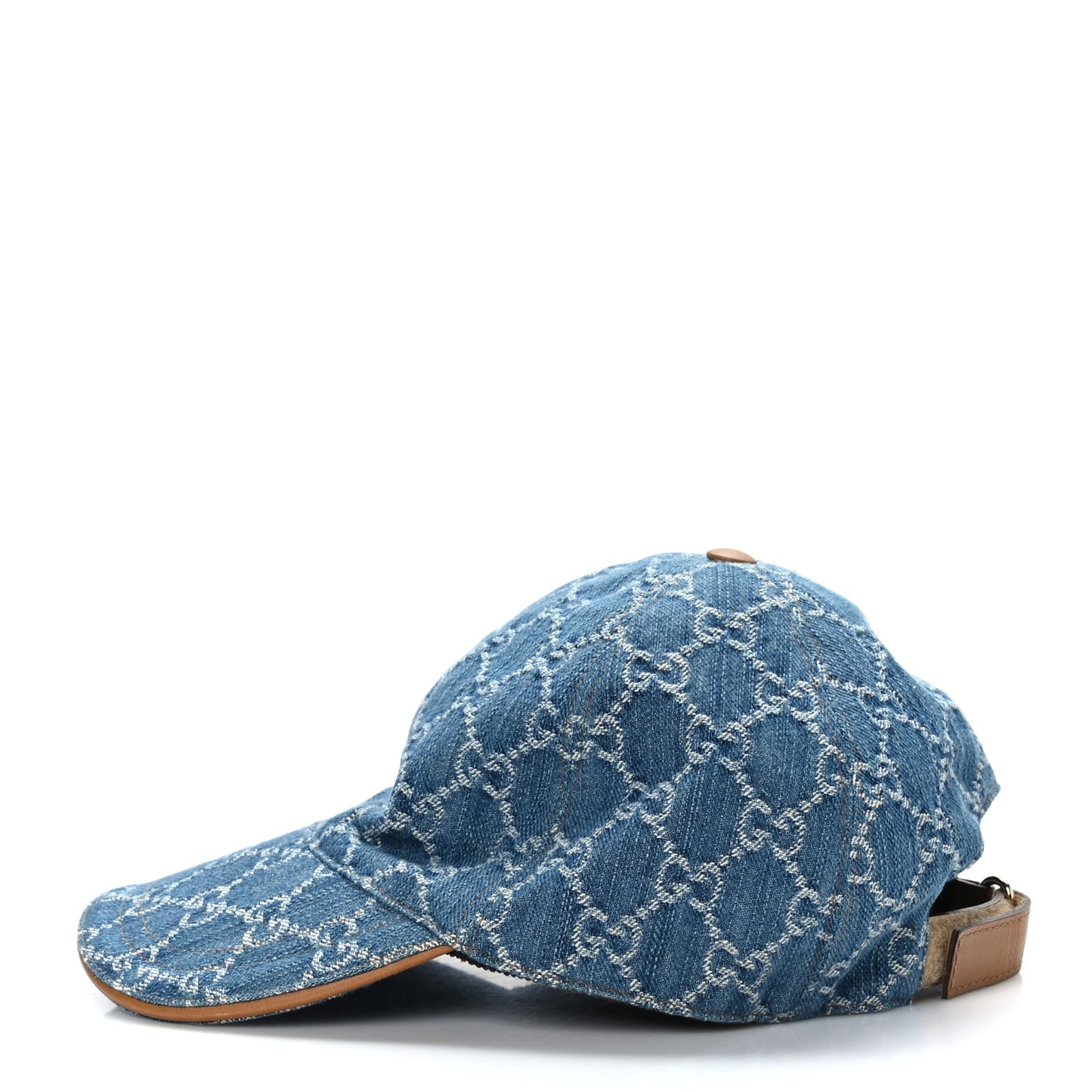 Denim GG Monogram Baseball Hat M Blue Tea Cuir
