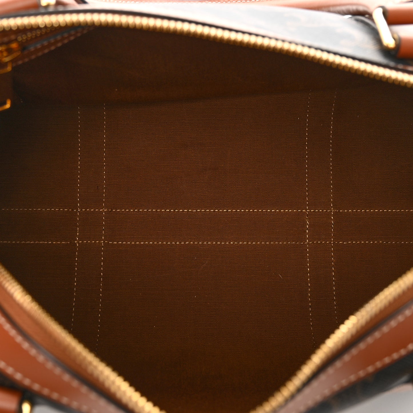 Triomphe Canvas Calfskin Boston Bag Tan