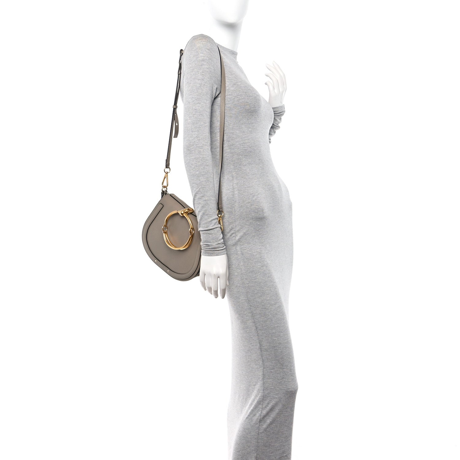 Chloe Calfskin Suede Medium Nile Bracelet Bag Motty Grey 2 of 12