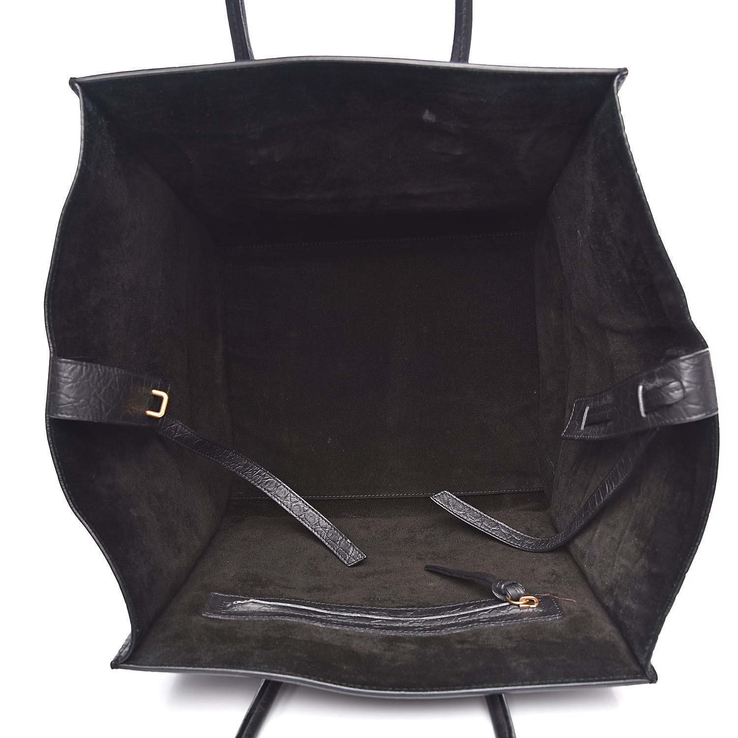 Celine Crocodile Embossed Calfskin Medium Phantom Luggage Black 5 of 14